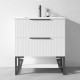 3D-2W 750x450x850mm White Floor Standing Plywood Vanity with Stainless Black Frame Leg And Shelf